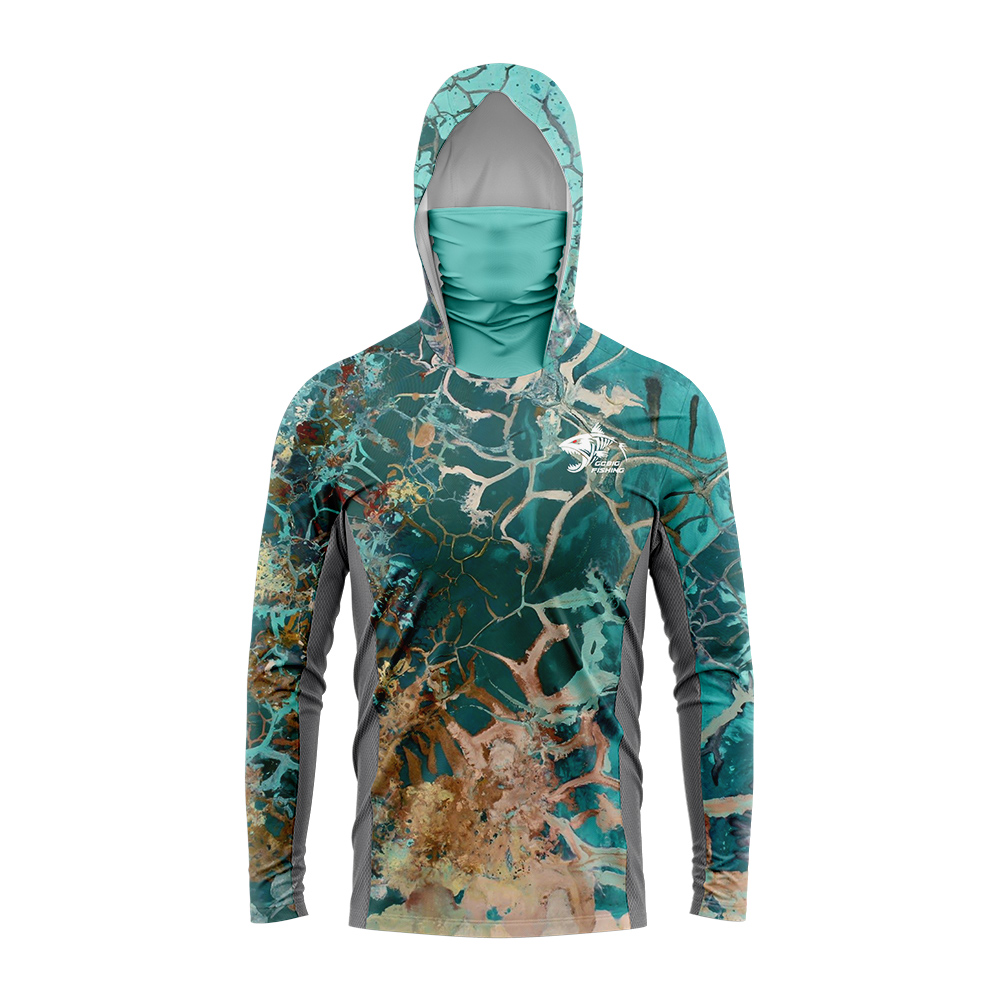 UPF50+ Hooded Fishing Shirt Bu - Fishing Shirt Uv Protection 评论和价格